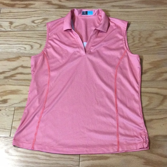 PGA Tour Tops - L PGA Tour peach checked sleeveless activity top